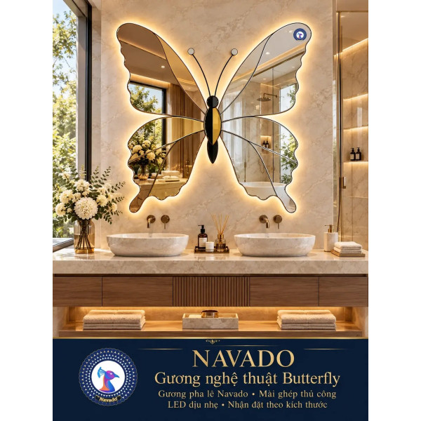 Gương phòng tắm Butterfly NAVADO ghép thủ công LED