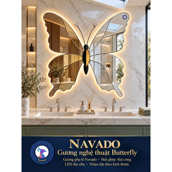 Gương phòng tắm Butterfly NAVADO ghép thủ công LED