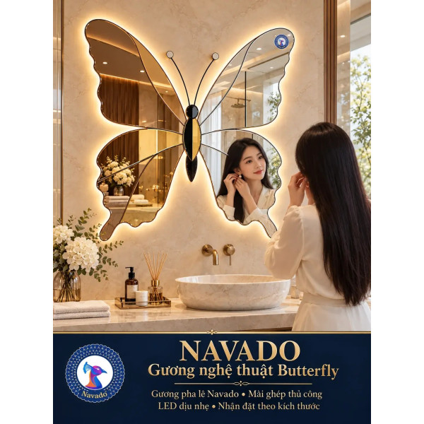 Gương phòng tắm Butterfly NAVADO ghép thủ công LED