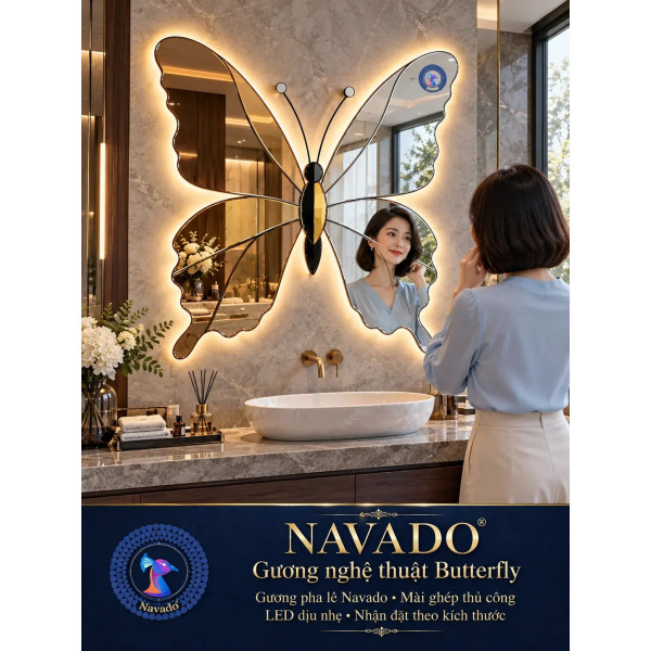 Gương phòng tắm Butterfly NAVADO ghép thủ công LED