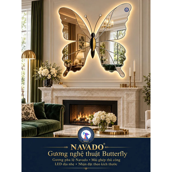 Gương nghệ thuật Butterfly NAVADO LED phòng khách