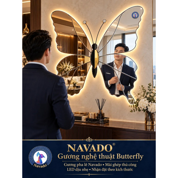 Gương nghệ thuật Butterfly NAVADO LED phòng khách