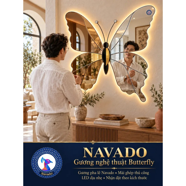 Gương nghệ thuật Butterfly NAVADO LED phòng khách