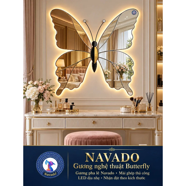 Gương bàn trang điểm Butterfly NAVADO ghép thủ công LED