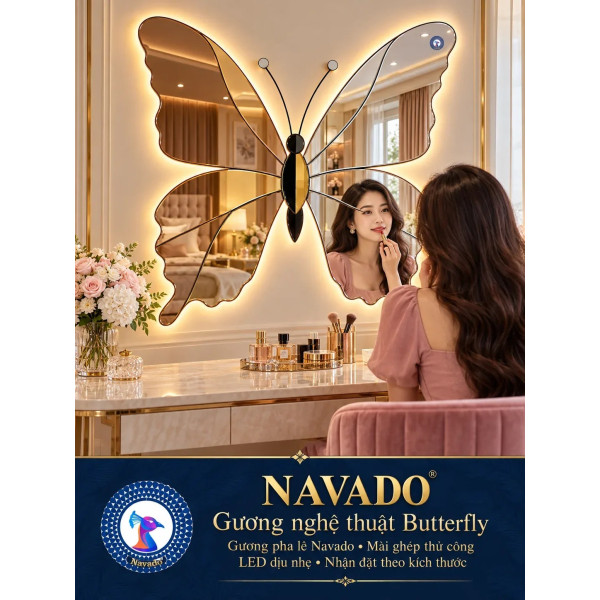 Gương bàn trang điểm Butterfly NAVADO ghép thủ công LED