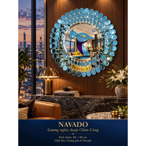 Gương nghệ thuật Chim Công 80 NAVADO phòng khách
