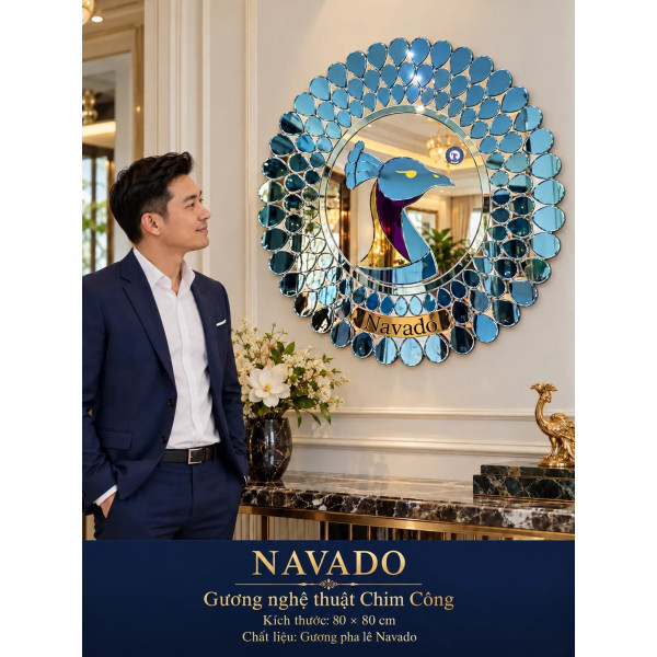 Gương nghệ thuật Chim Công 80 NAVADO phòng khách