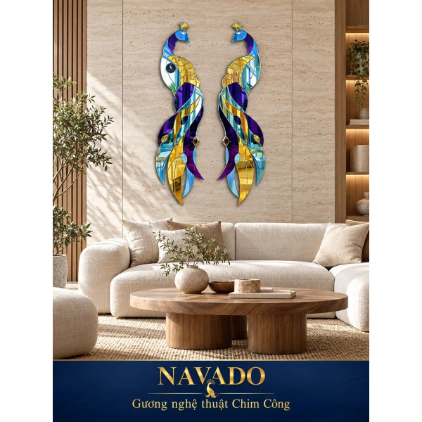 Gương nghệ thuật Chim Công đôi NAVADO phòng khách