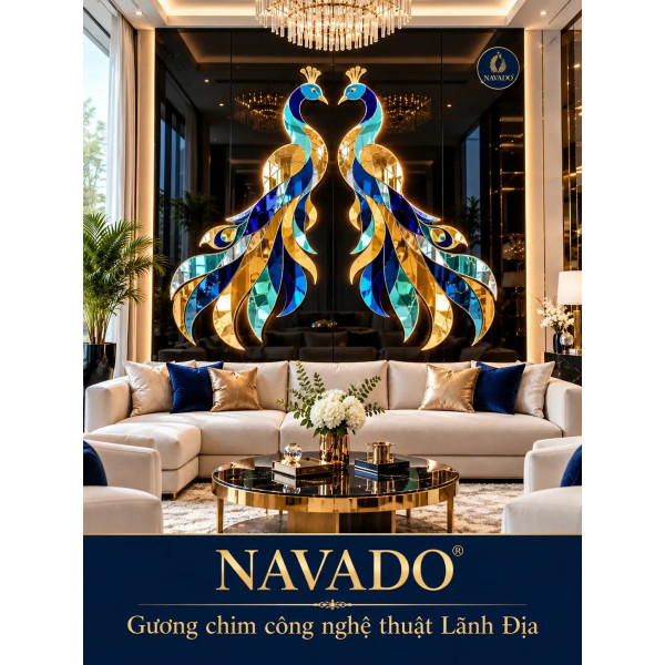 Gương nghệ thuật Chim Công Lãnh Địa NAVADO phòng khách