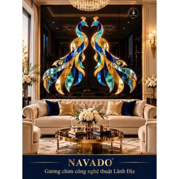 Gương nghệ thuật Chim Công Lãnh Địa NAVADO phòng khách