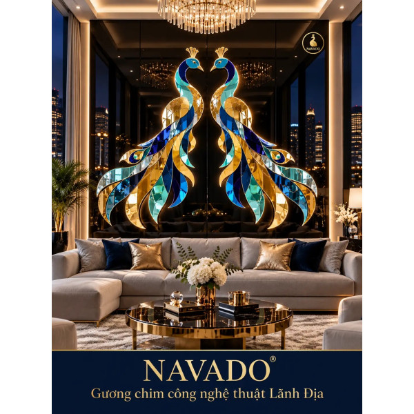 Gương nghệ thuật Chim Công Lãnh Địa NAVADO phòng khách