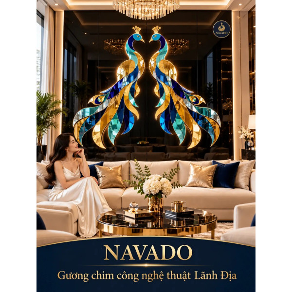 Gương nghệ thuật Chim Công Lãnh Địa NAVADO phòng khách