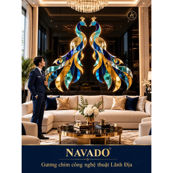 Gương nghệ thuật Chim Công Lãnh Địa NAVADO phòng khách
