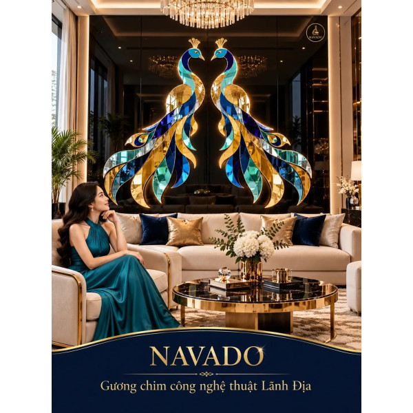 Gương nghệ thuật Chim Công Lãnh Địa NAVADO phòng khách