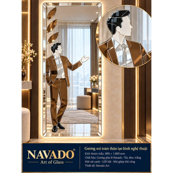Gương soi toàn thân Quý Ông ghép gương NAVADO