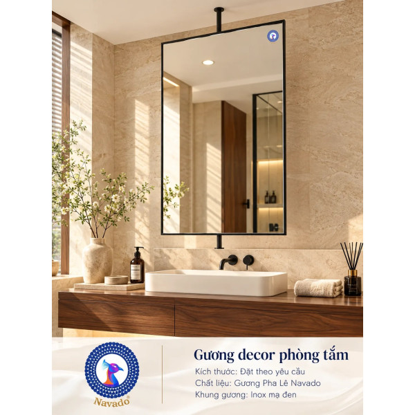 Gương phòng tắm khung inox mạ đen NAVADO