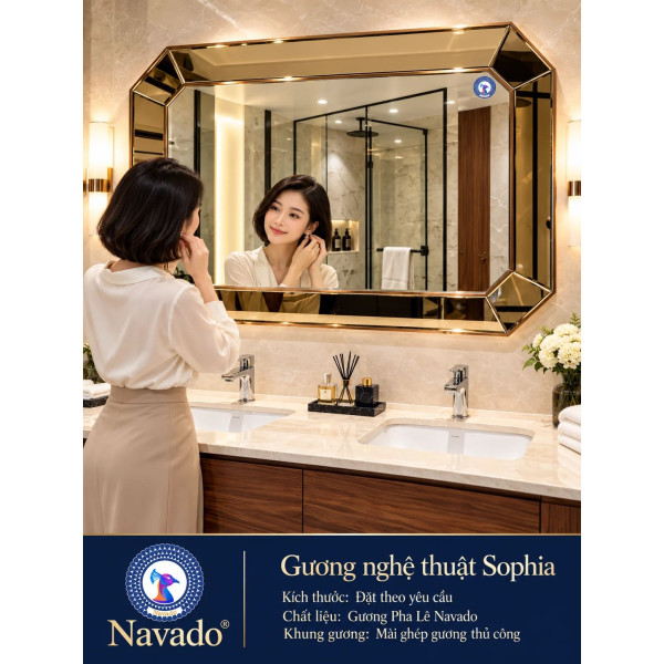 Gương nghệ thuật Trà Mài thủ công NAVADO
