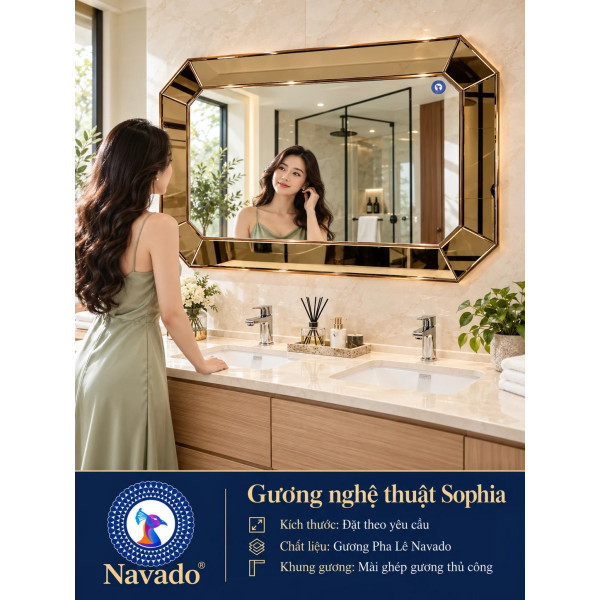 Gương nghệ thuật Trà Mài thủ công NAVADO