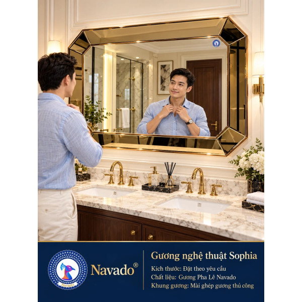 Gương nghệ thuật Trà Mài thủ công NAVADO