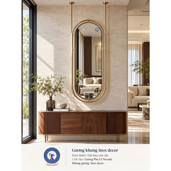 Gương trang trí khung inox decor NAVADO