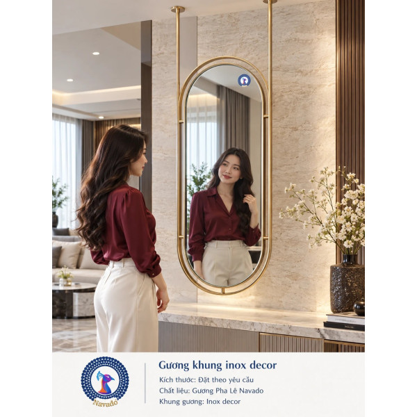 Gương trang trí khung inox decor NAVADO