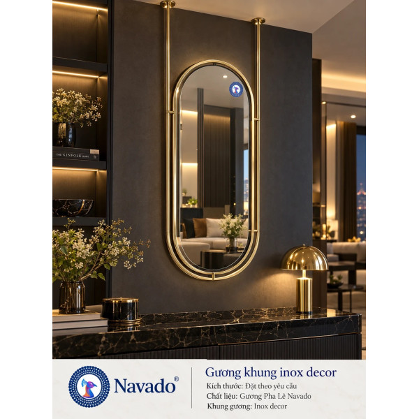 Gương trang trí khung inox decor NAVADO