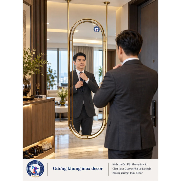 Gương trang trí khung inox decor NAVADO
