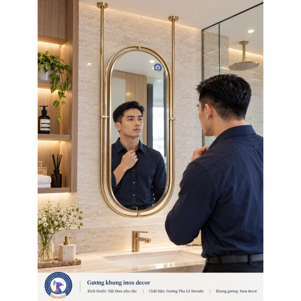 Gương phòng tắm khung inox decor NAVADO