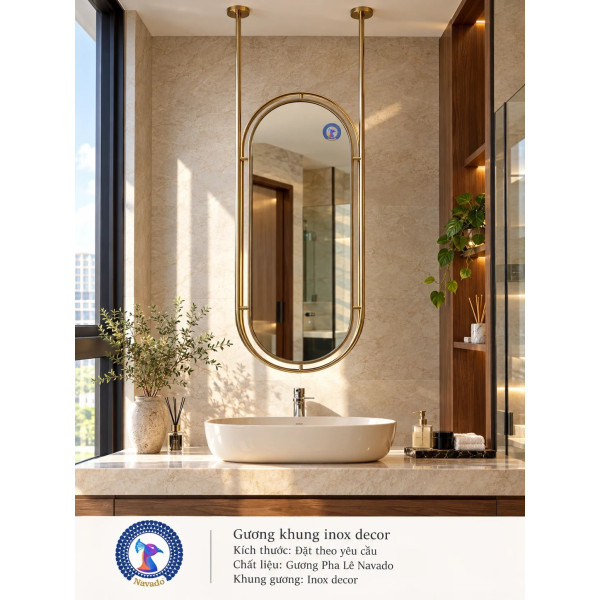 Gương phòng tắm khung inox decor NAVADO