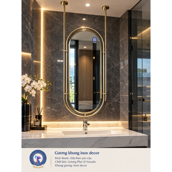 Gương phòng tắm khung inox decor NAVADO