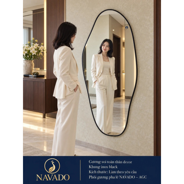 Gương soi toàn thân khung inox Black NAVADO