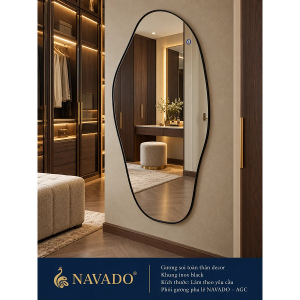 Gương soi toàn thân khung inox Black NAVADO