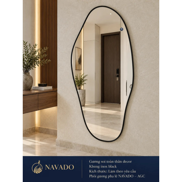 Gương soi toàn thân khung inox Black NAVADO