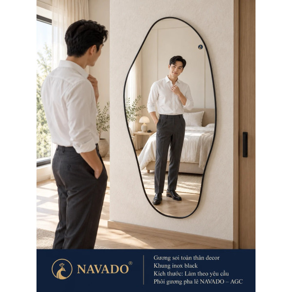 Gương soi toàn thân khung inox Black NAVADO
