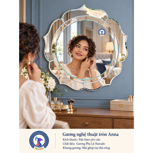 Gương bàn trang điểm Anna tròn NAVADO
