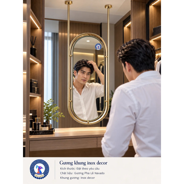 Gương bàn trang điểm khung inox decor NAVADO