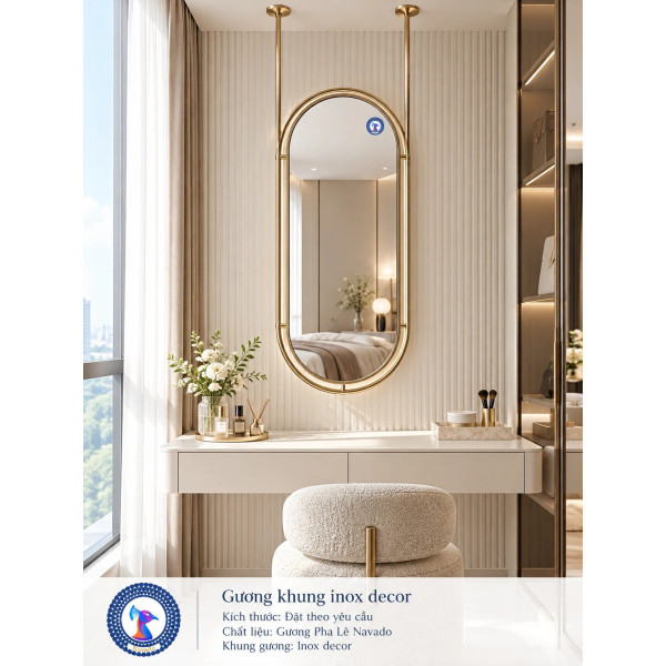 Gương bàn trang điểm khung inox decor NAVADO