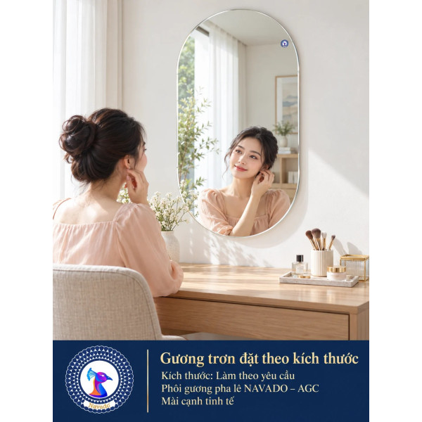Gương bàn trang điểm tròn đặt theo kích thước NAVADO