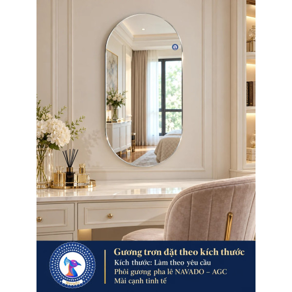 Gương bàn trang điểm tròn đặt theo kích thước NAVADO