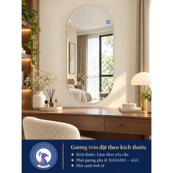 Gương bàn trang điểm tròn đặt theo kích thước NAVADO