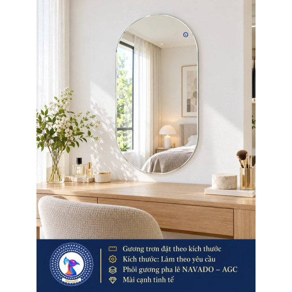 Gương bàn trang điểm tròn đặt theo kích thước NAVADO
