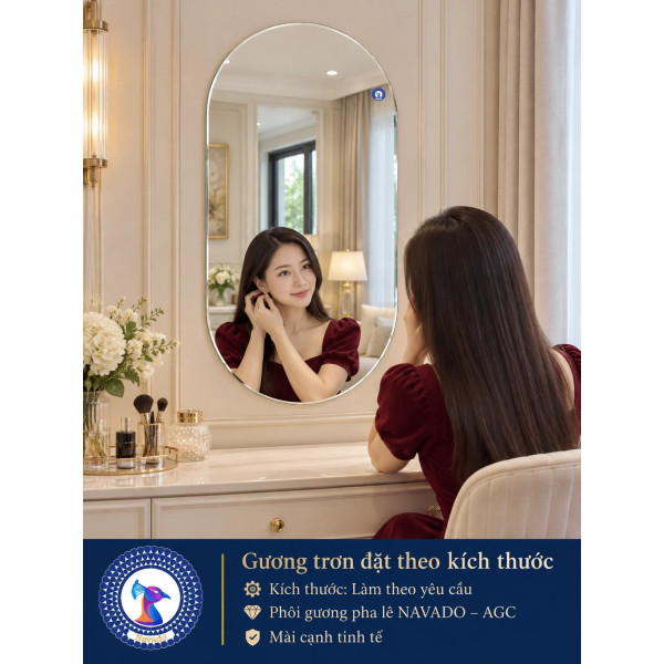 Gương bàn trang điểm tròn đặt theo kích thước NAVADO