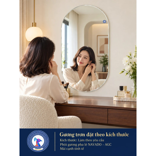 Gương bàn trang điểm tròn đặt theo kích thước NAVADO