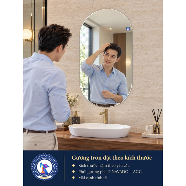 Gương phòng tắm tròn đặt theo kích thước NAVADO