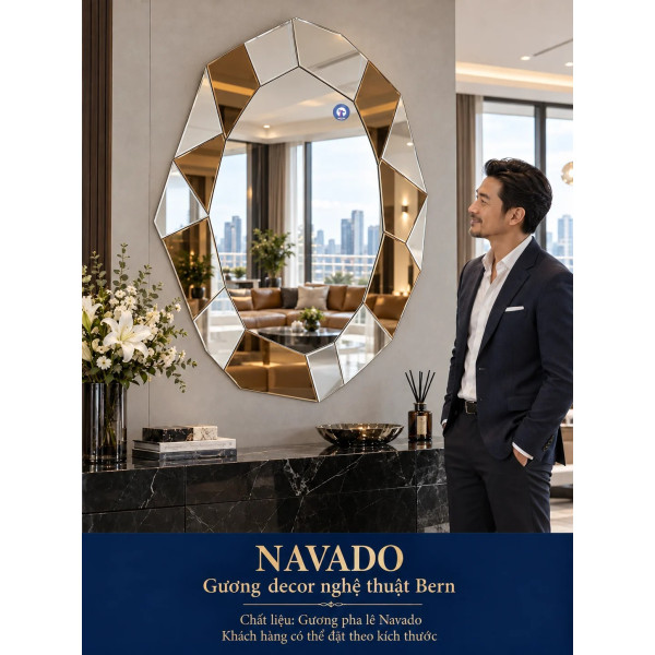 Gương trang trí Bern NAVADO viền kính trà