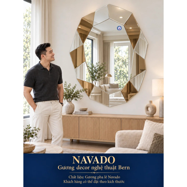 Gương trang trí Bern NAVADO viền kính trà