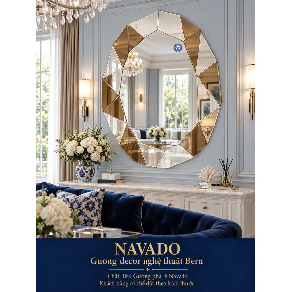Gương trang trí Bern NAVADO viền kính trà