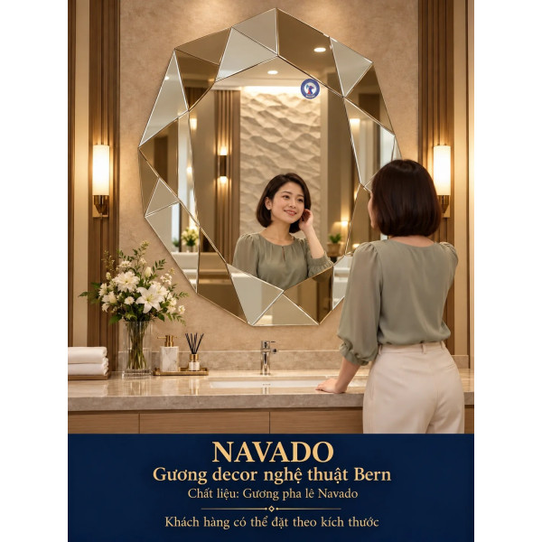 Gương phòng tắm Bern NAVADO viền kính trà