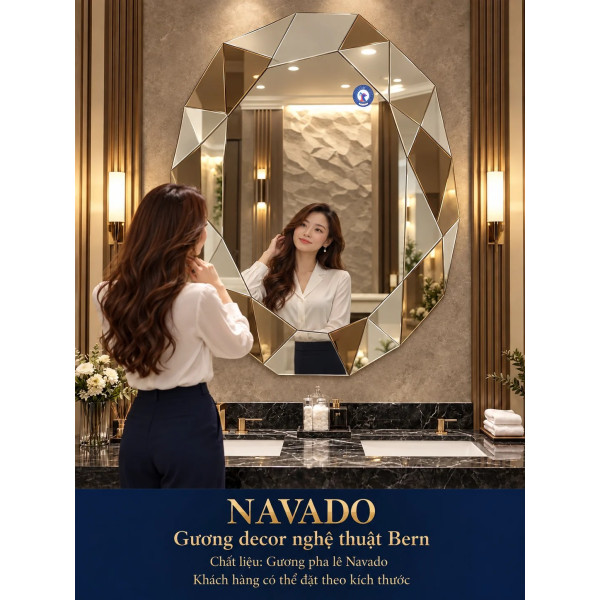 Gương phòng tắm Bern NAVADO viền kính trà