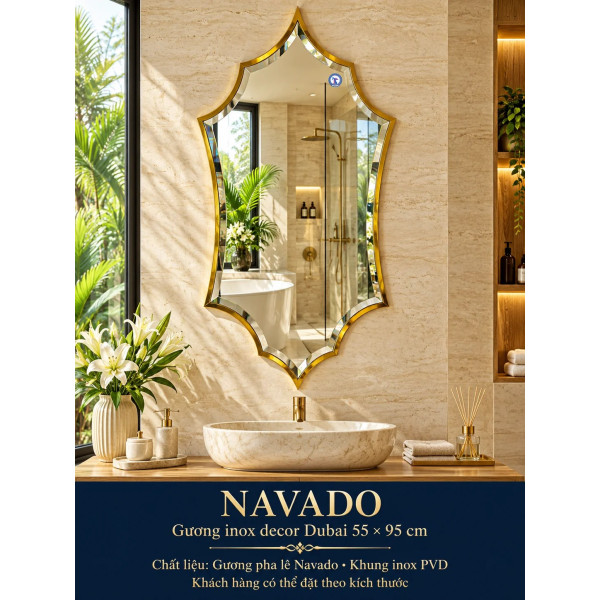 Gương phòng tắm khung inox Dubai NAVADO